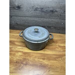 Vintage STAUB #24 Cast Iron Dutch Oven Cocotte Graphite Grey Made in France 4 Qt